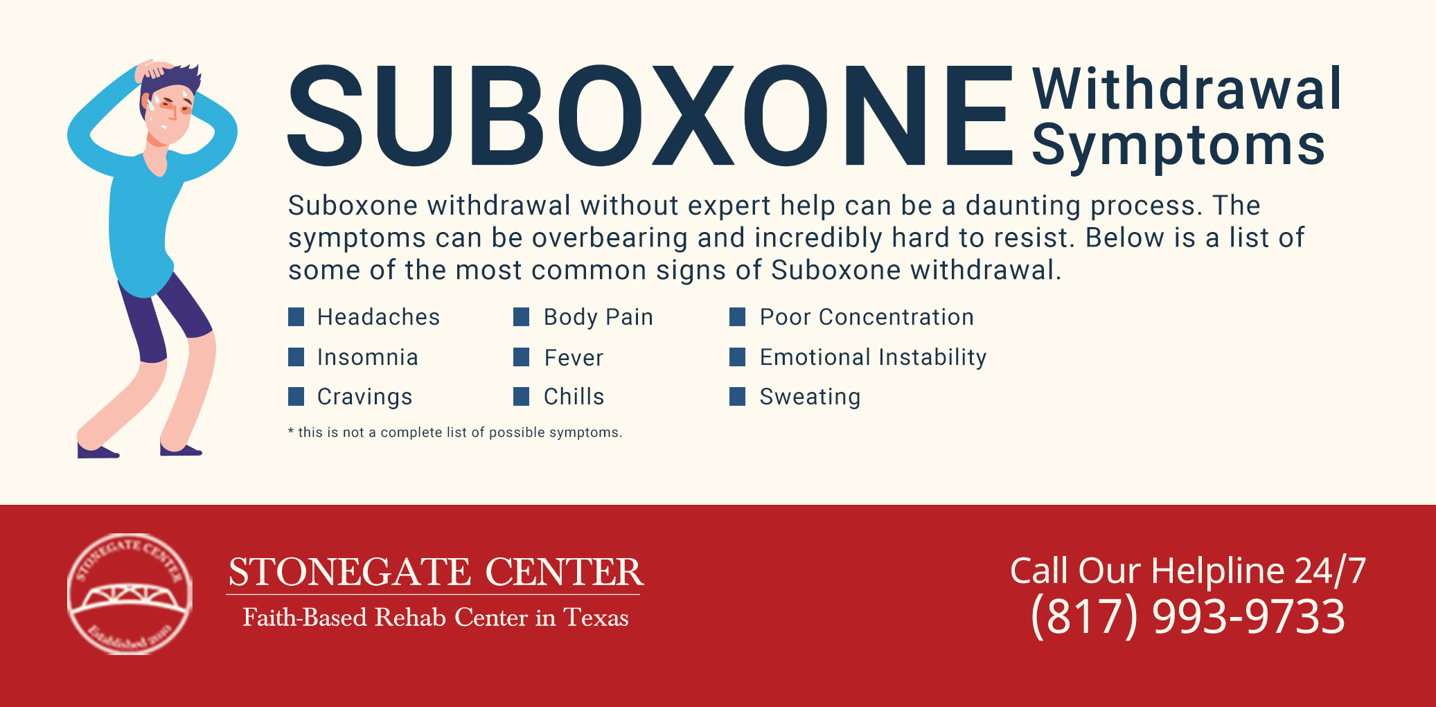 Stonegate Center Blog - A Guide to Suboxone Dependence & Detox - Suboxone Withdrawal Symptoms