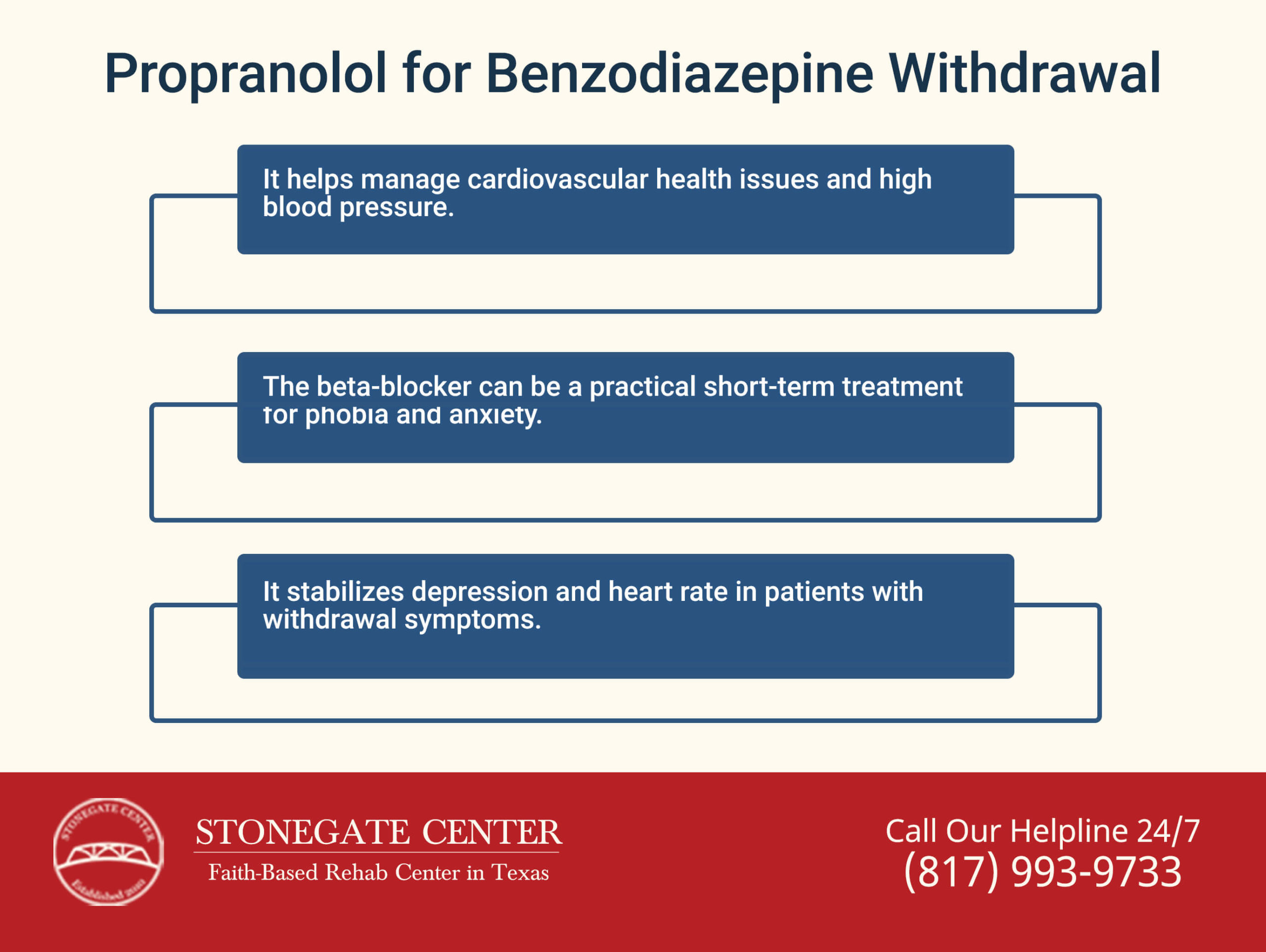 Stonegate Center Blog - Is Propranolol One of the Most Common Medications Given at Detox Centers? - Propranolol for Benzodiazepine Withdrawal